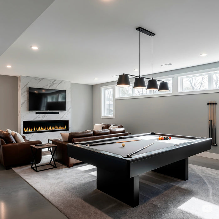 SimpliFire 100" Allusion Edge Electric Fireplace in Game Room