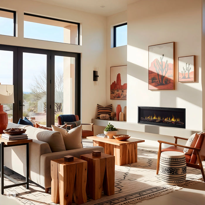 SimpliFire Allusion Edge 60" Electric Fireplace in Living Room