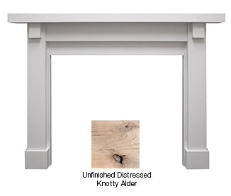 Fireside Finishings Battlefield Flush Mantel, Unfinished Distressed Knotty Alder