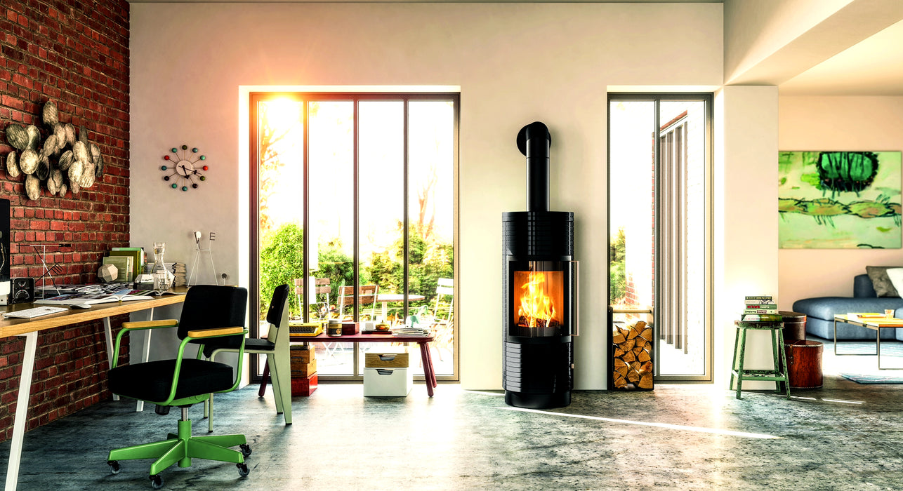 Hearthstone Stoves Bari Freestanding Wood Stove with Lava Finish in Customer's Home