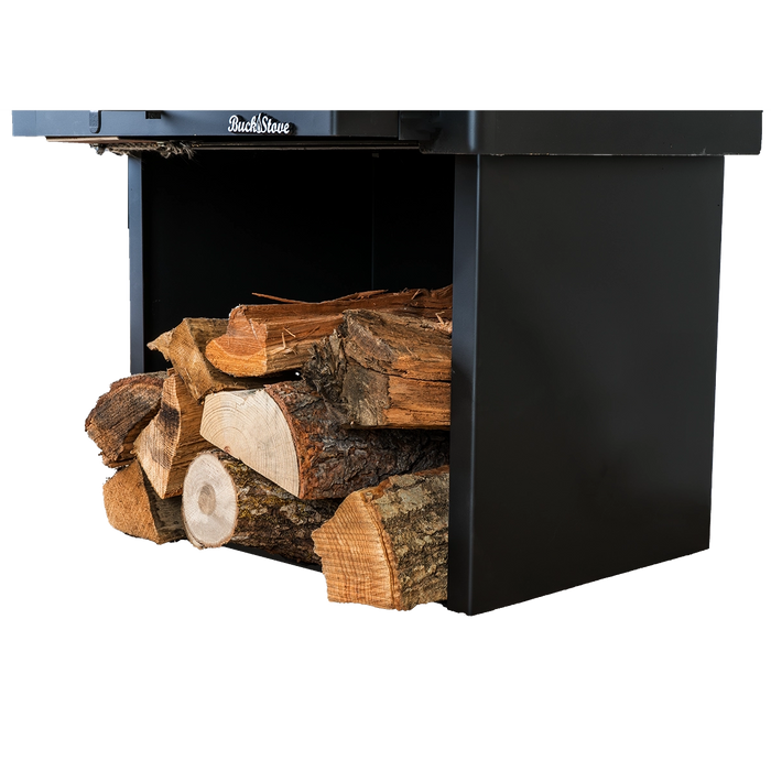 Buck Stove Woodbox Pedestal for Model 21 Freestanding Wood Stove Right View