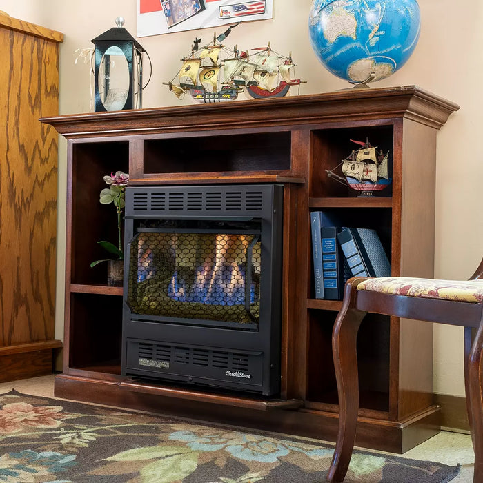 Buck Stove Model 1127 Vent-Free Gas Fireplace in Prestige Bookcase