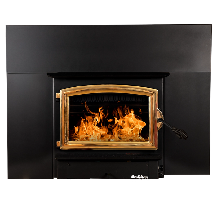 Buck Stove Model 21 Non-Catalytic Wood-Burning Fireplace Insert with Gold Door Trim