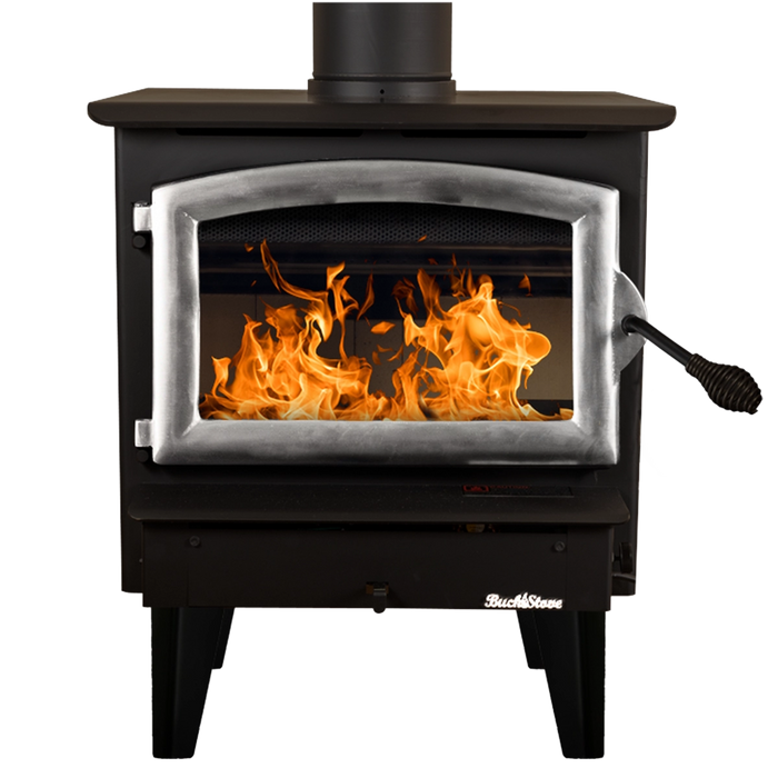 Buck Stove Model 21 Wood Stove with Pewter Door Finish on Straight Legs