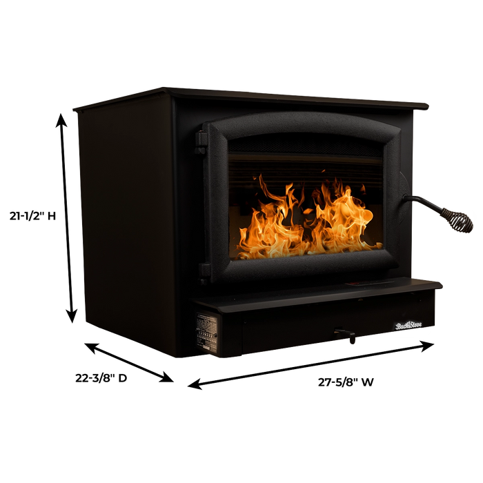 Buck Stove Model 74 Non-Catalytic Wood Stove with Blower - Firebox Dimensions