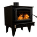 Buck Stove Model 74 Non-Catalytic Wood Stove with Blower - Black Door Trim Left Side View