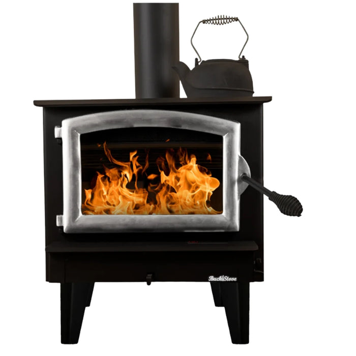 Buck Stove Model 74 Non-Catalytic Wood Stove with Blower - Pewter Door Trim