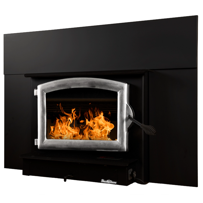 Buck Stove Model 74 Non-Catalytic Wood-Burning Fireplace Insert with Pewter Door Trim - Side View