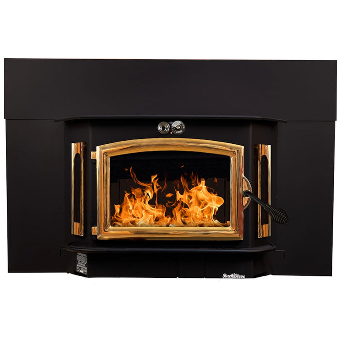 Buck Stove Model 91 Fireplace Insert with Gold Trim - Front View