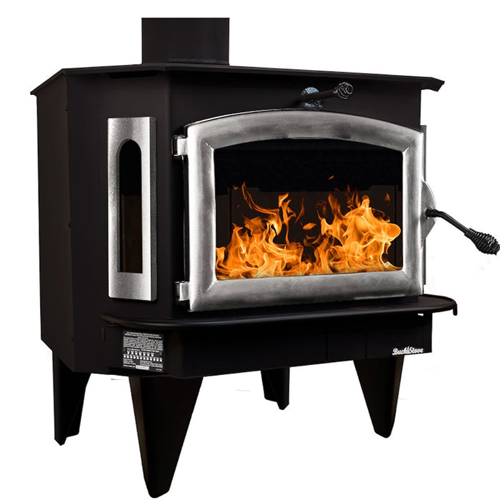 Buck Stove Model 91 Catalytic Extra-Large Wood Stove Pewter with Straight Legs - Side View