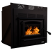 Buck Stove Model 74 Zero-Clearance Non-Catalytic Wood-Burning Fireplace Insert with Black Door Trim - Left Side View