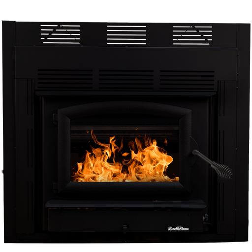 Buck Stove Model 74 Zero-Clearance Non-Catalytic Wood-Burning Fireplace Insert with Black Door Trim - Front View