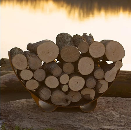 Fire Pit Art Crescent Log Rack firewood rack