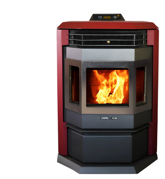 ComfortBilt HP22-Burgandy Pellet Stove with Stainless Steel Front