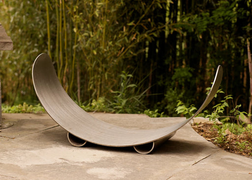 Fire Pit Art Stainless Steel Crescent Log Rack stainless steel firewood rack