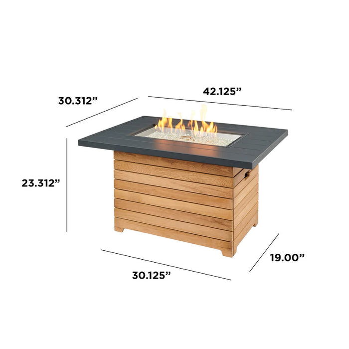 The Outdoor Greatroom Company 42-inch Darien Rectangular Gas Fire Pit Table