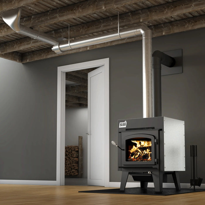 Drolet Austral III Wood Stove with Heatflow S5 Forced Air System