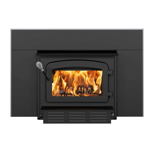 Drolet Escape 1800 Wood-Burning Fireplace Insert with Nickel Trim - Front View