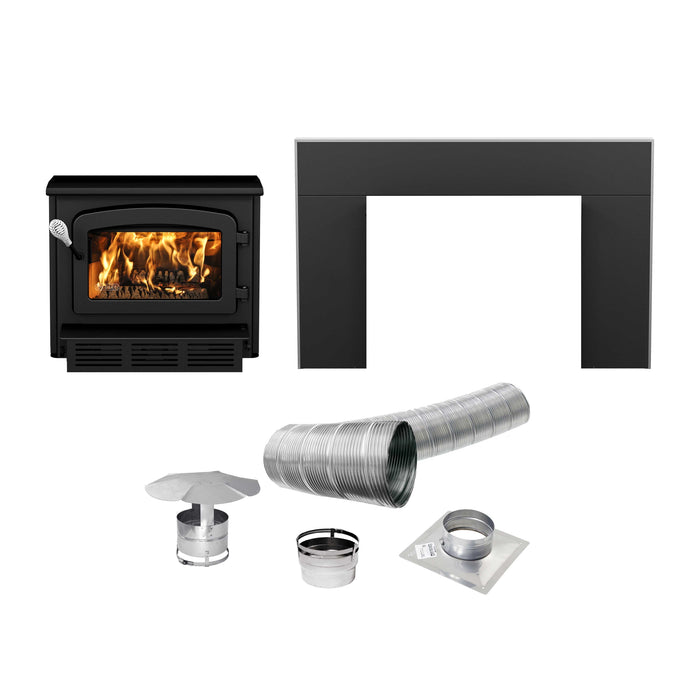 Drolet Escape 1800-I Wood-Burning Fireplace Insert with Trio 35' Venting Package