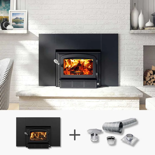 Drolet Escape 1500-I Wood-Burning Fireplace Insert and Vortex Liner Kit