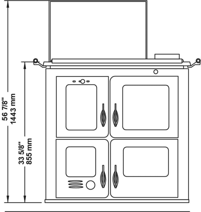 Drolet Outback Chef Wood Burning Cookstove Front Dimensions