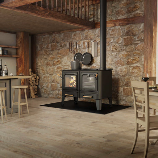 Drolet Chic Choc Wood-Burning Cookstove Lifestyle Image