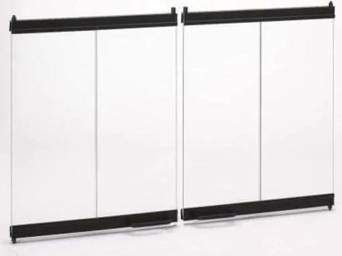 HHT Bi-Fold Glass Doors for Majestic Sovereign Fireplace with Black Trim