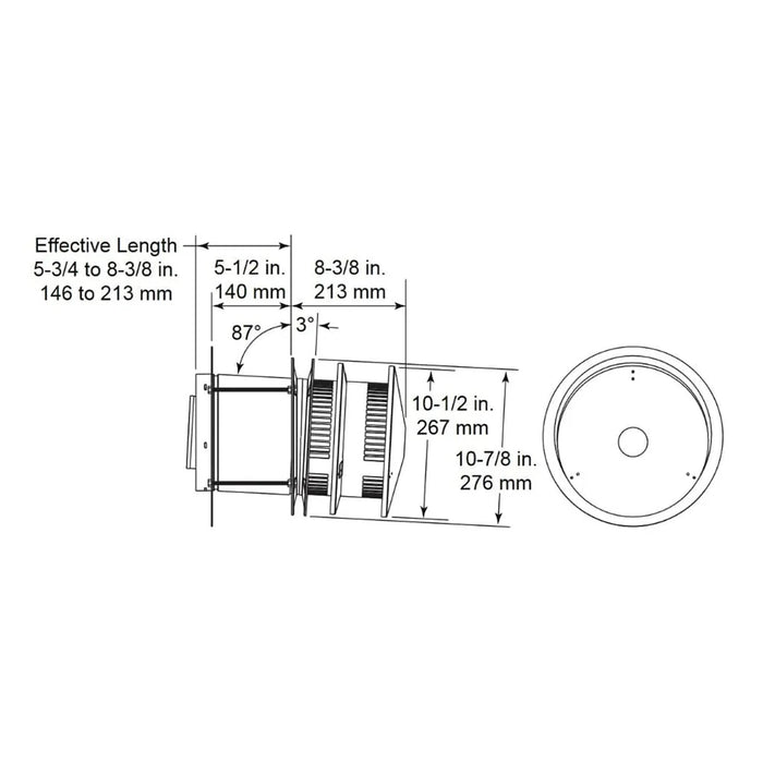 HHT Horizontal High Rise Termination Cap, Glass Termination Base, DVP Pipe Dimensions