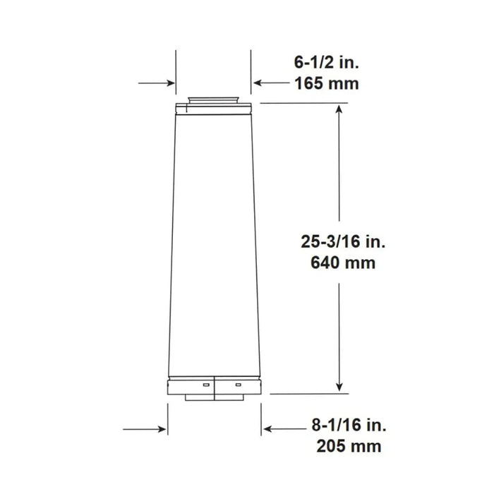 HHT DVP to SLP 24" (640mm) Pipe Length Adapter Dimensions