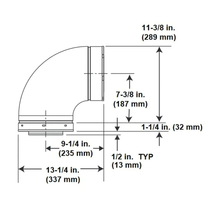 HHT DVP 90 Degree Elbow Dimensions