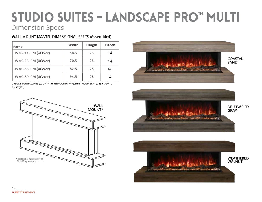 Modern Flames Studio Suite Floating Mantel Package