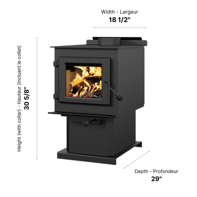 Englander Blue Ridge 100 Wood-Burning Stove Product Dimensions