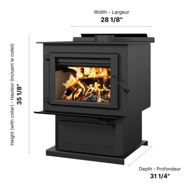 Englander Stove Works Blue Ridge 500 Wood Stove Product Dimensions