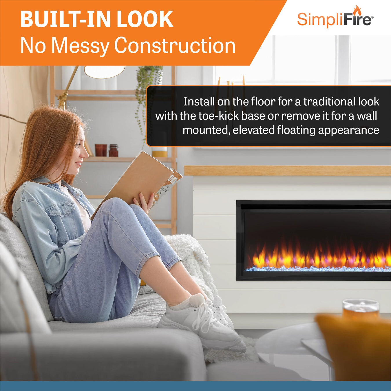SimpliFire Modern Farmhouse Boyd Build-Out Kit for Allusion Platinum Electric Fireplace: Built-In Look