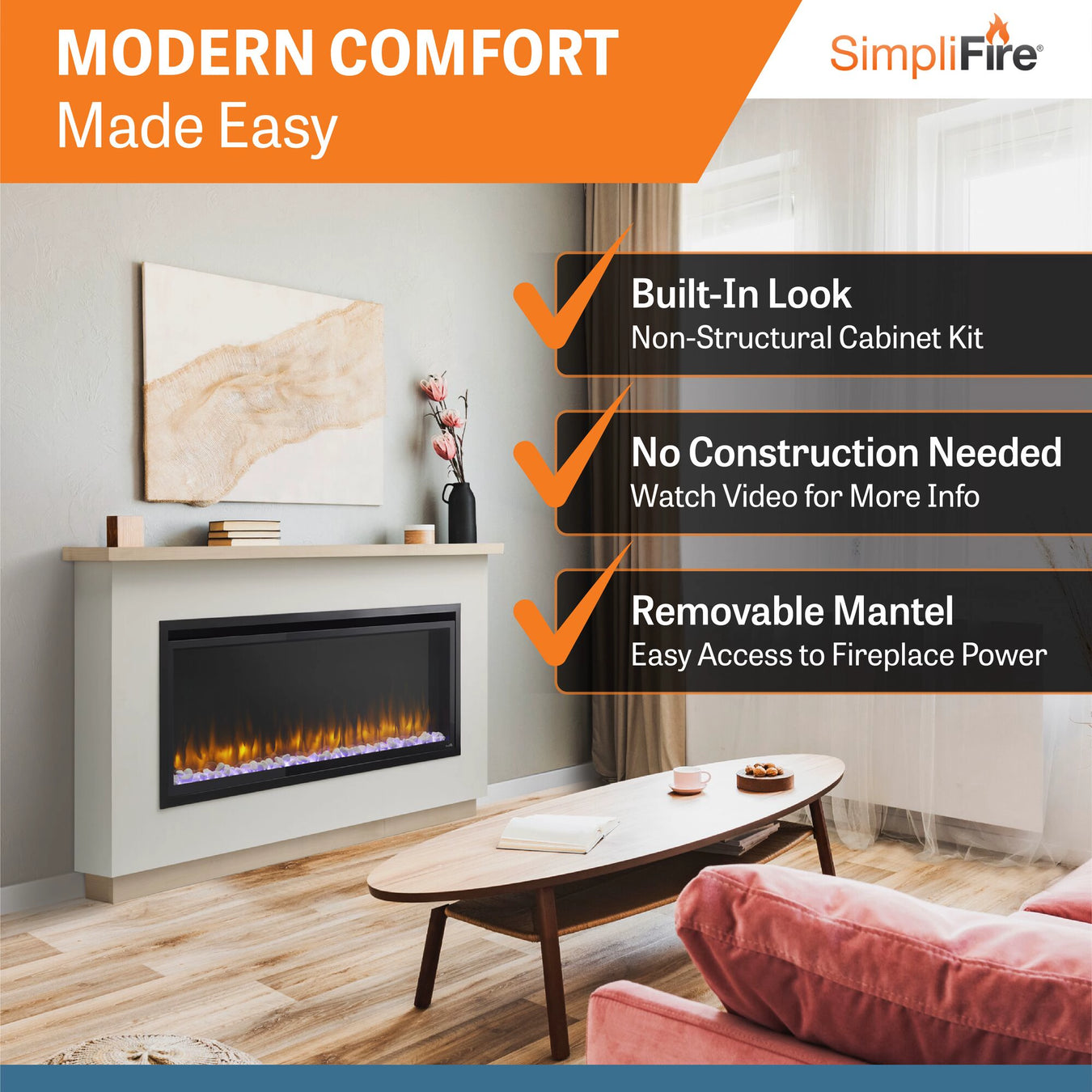 SimpliFire Boyd Build-Out Kit for Allusion Platinum: Modern Comfort Made Easy