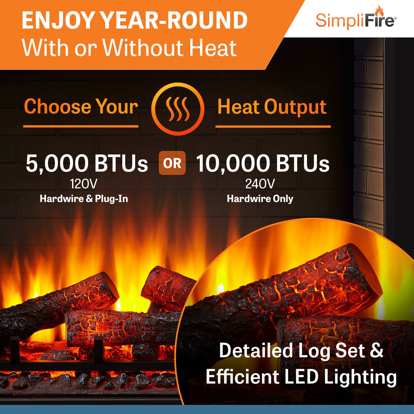 SimpliFire Built-In Electric Fireplace: Heat is Optional