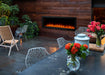 SimpliFire Forum 55" Outdoor Electric Fireplace in Backyard with Trim