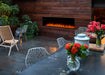 SimpliFire Forum 55" Outdoor Electric Fireplace in Backyard