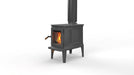 Hearthstone Stoves Green Mountain 20 Freestanding Wood Stove Side View with Fire