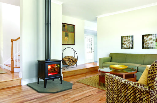 Hearthstone Stoves Green Mountain 60 Freestanding Wood Stove in a Cozy Living Room