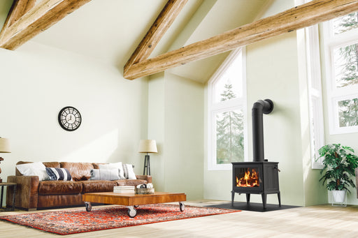 Hearthstone Stoves Green Mountain 80 (8680) Wood Burning Stove in Rustic Living Room