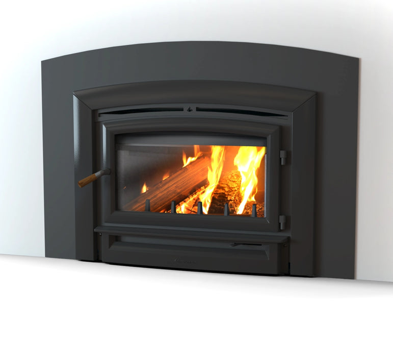 Hearthstone Stoves Green Mountain 90 Wood-Burning Fireplace Insert with Matte Black Finish and Surround