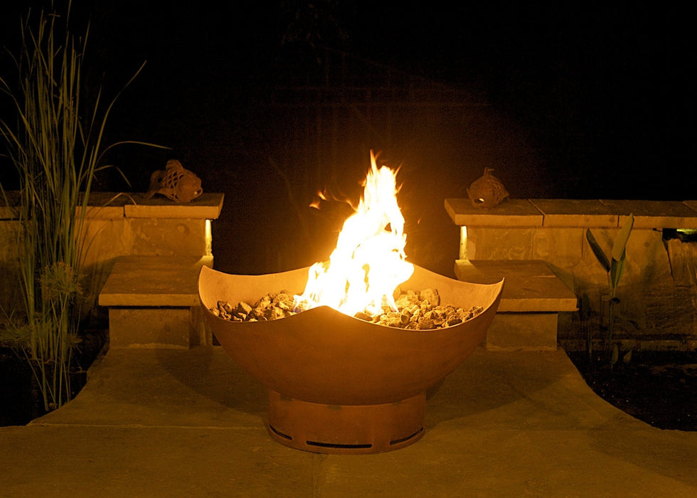 Fire Pit Art Manta Ray outdoor fire pit with iron oxide patina