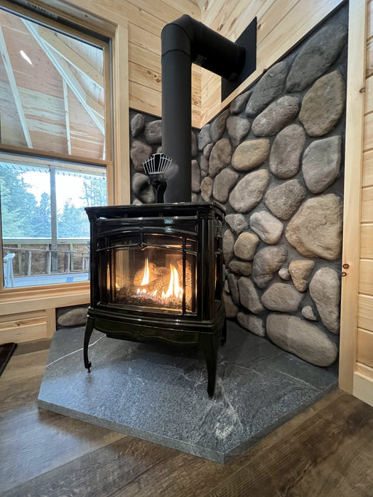 Hearthstone Stoves Bristol Gas Stove with Basil Finish on Hearth