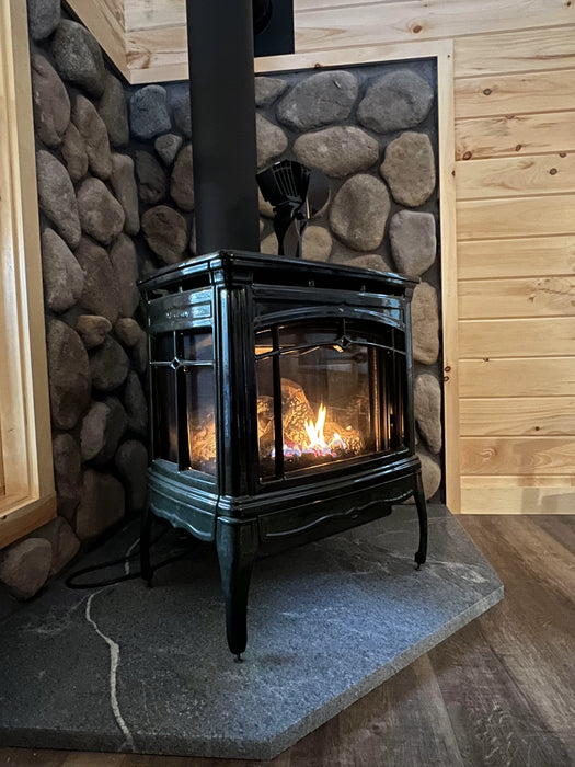 Hearthstone Stoves Bristol Gas Stove with Matte Black Finish on Hearth