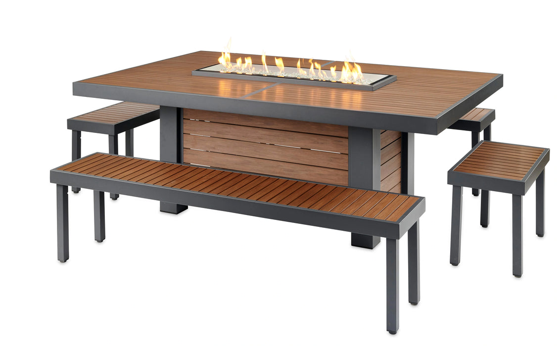 The Outdoor Greatroom Company Kenwood Linear Dining Height Gas Fire Pit Table