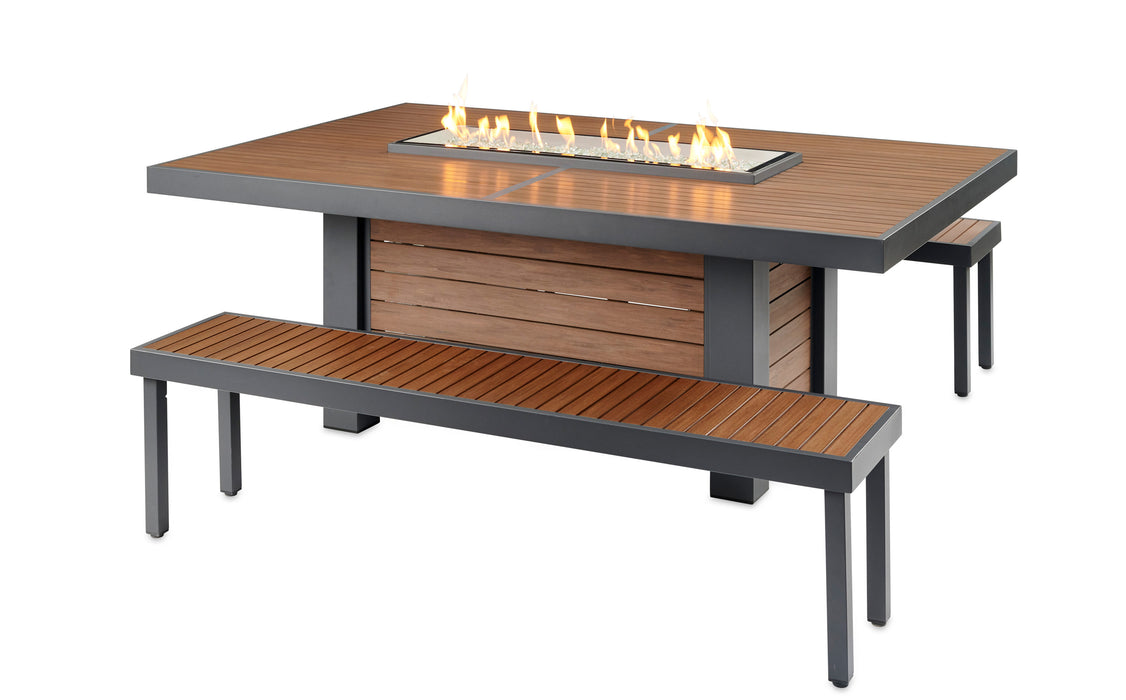 The Outdoor Greatroom Company Kenwood Linear Dining Height Gas Fire Pit Table