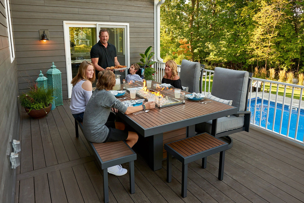 The Outdoor Greatroom Company Kenwood Linear Dining Height Gas Fire Pit Table