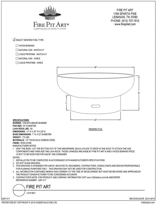 Low Boy 36" Fire Pit