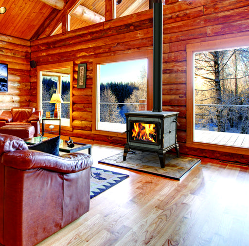 Hearthstone Stoves Mansfield Freestanding Wood Stove with Brown Enamel Finish in Living Room